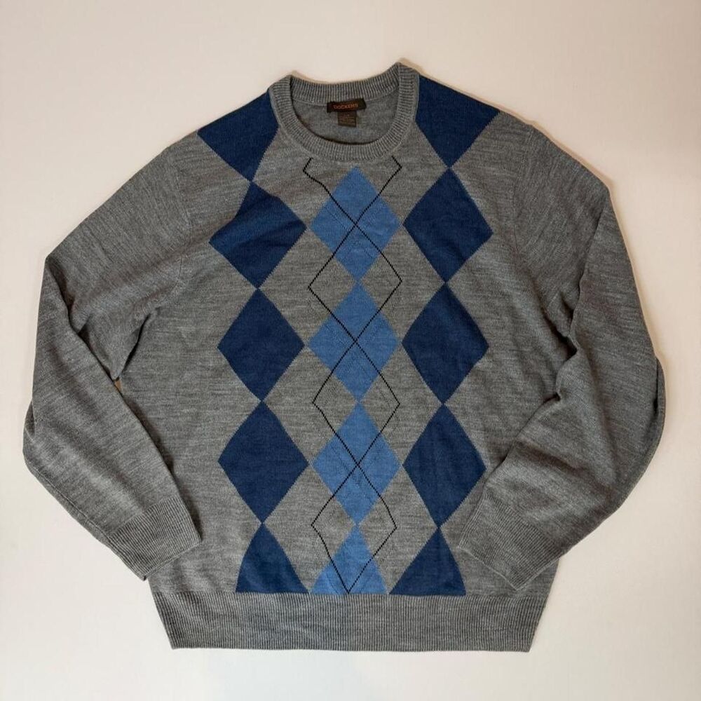 Dockers Women's Grey and Blue Jumper